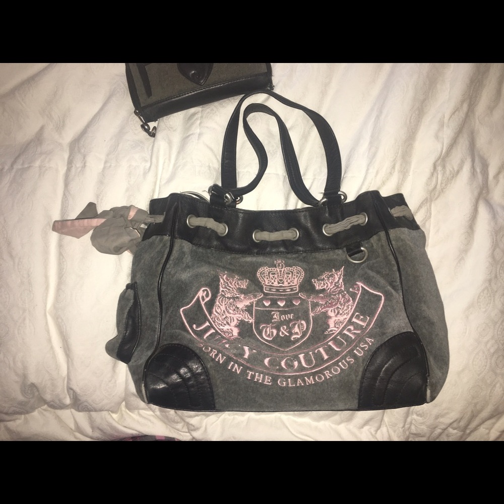 RARE Juicy Couture Y2K VINTAGE Scottie Dog bag GREAT CONDITION! Grey and Pink!